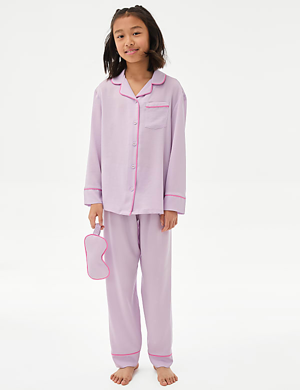 Satin Jaquard Star Pyjamas & Eyemask (3-16 Yrs)