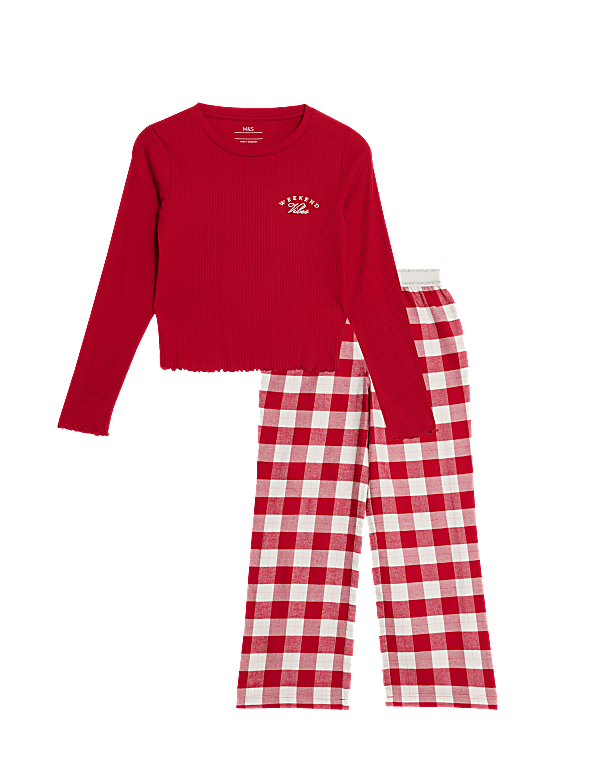 Cotton Rich Checked Rib Pyjamas (6-16 Yrs)