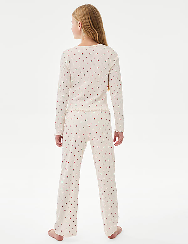 Pure Cotton Ditsy Floral Ribbed Pyjamas (6-16 Yrs)