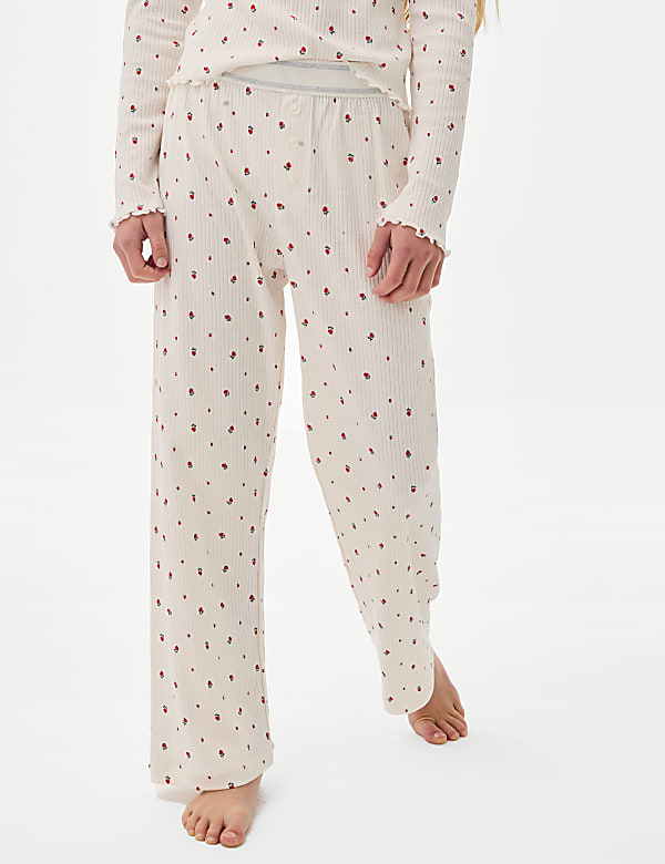 Pure Cotton Ditsy Floral Ribbed Pyjamas (6-16 Yrs)