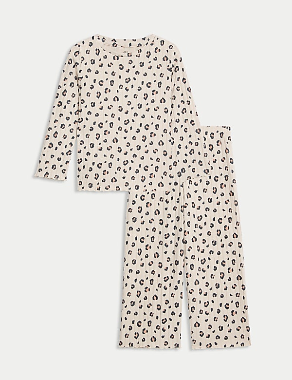 Leopard Print Cosy Ribbed Pyjamas (1-16 Yrs) - ID