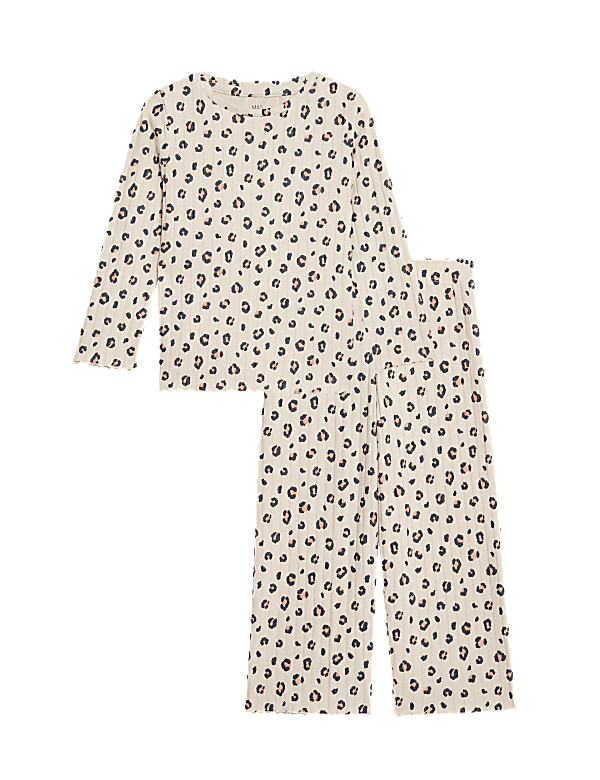 Leopard Print Cosy Ribbed Pyjamas (1-16 Yrs)