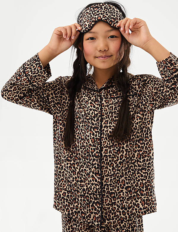 Satin Leopard Pyjamas and Eye Mask (3-16 Yrs) - CY