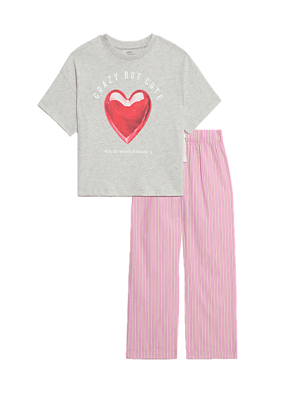 Pure Cotton Heart Print Pyjamas (3-16 Yrs)