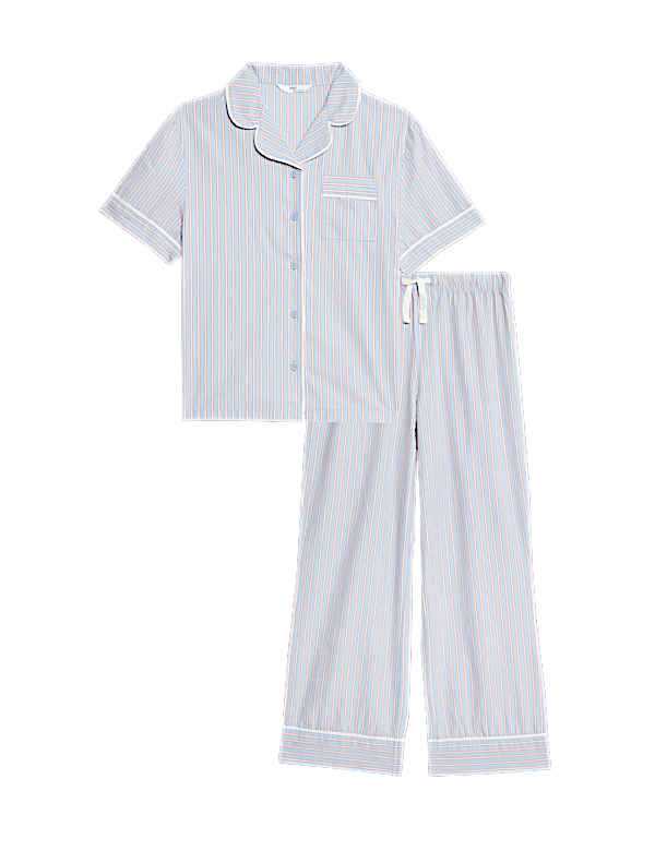 Pure Cotton Striped Revere Pyjamas (3-16 Yrs)