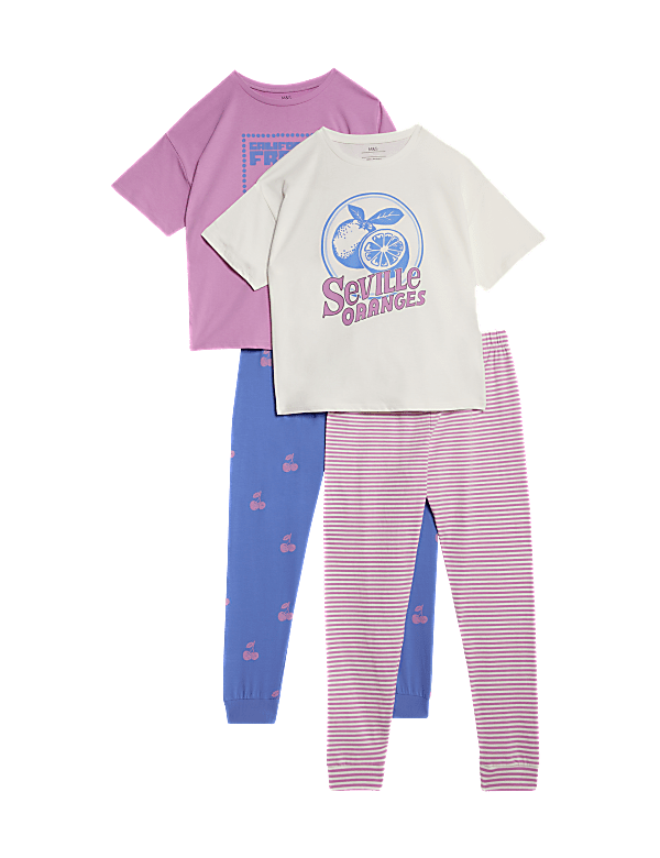 2pk Cotton Rich Printed Pyjama Sets (3-16 Yrs)