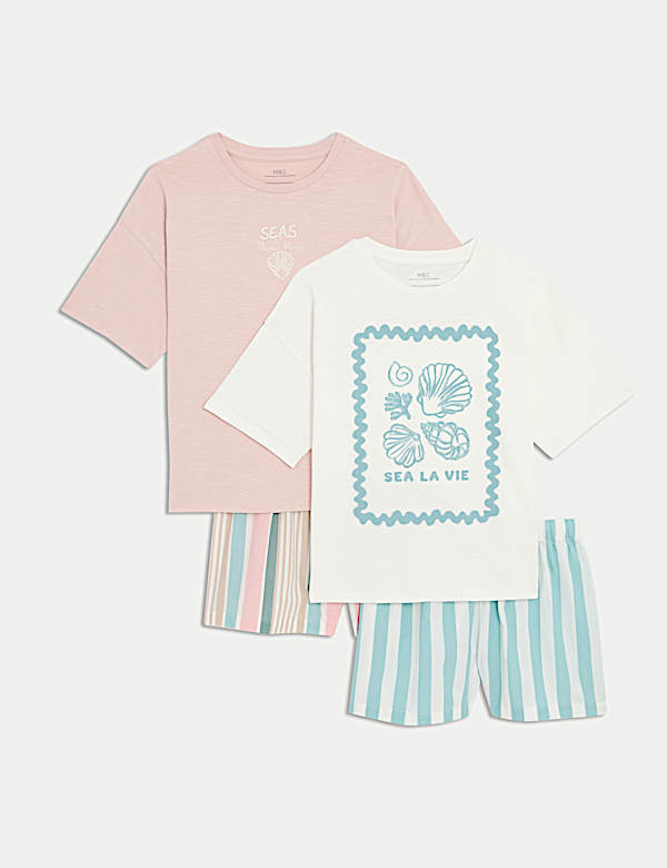 2pk Pure Cotton Seashell Pyjama Sets (1-16 Yrs) - AL