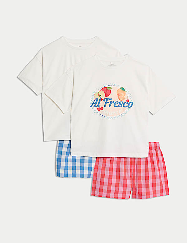 Lot de 2 pyjashorts 100 % coton à carreaux Vichy (du 3 au 16 ans) - BE