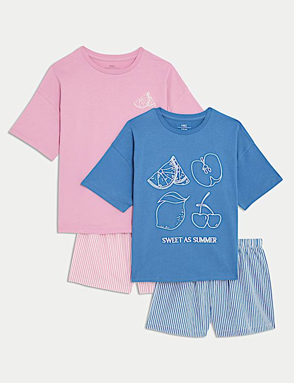 2pk Pure Cotton Fruit Pyjama Sets (3-16 Yrs) - PT