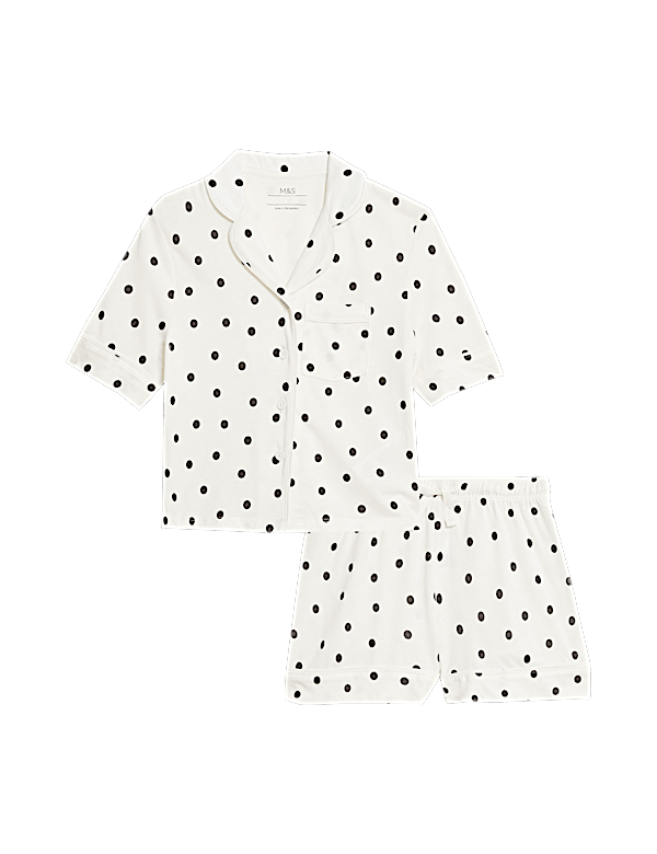 Cotton Blend Polka Dot Revere Pyjamas (3-16 Yrs)