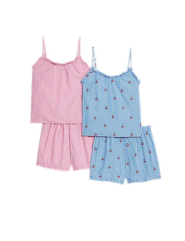 2pk Pure Cotton Fruit Pyjama Sets (6-16 Yrs)