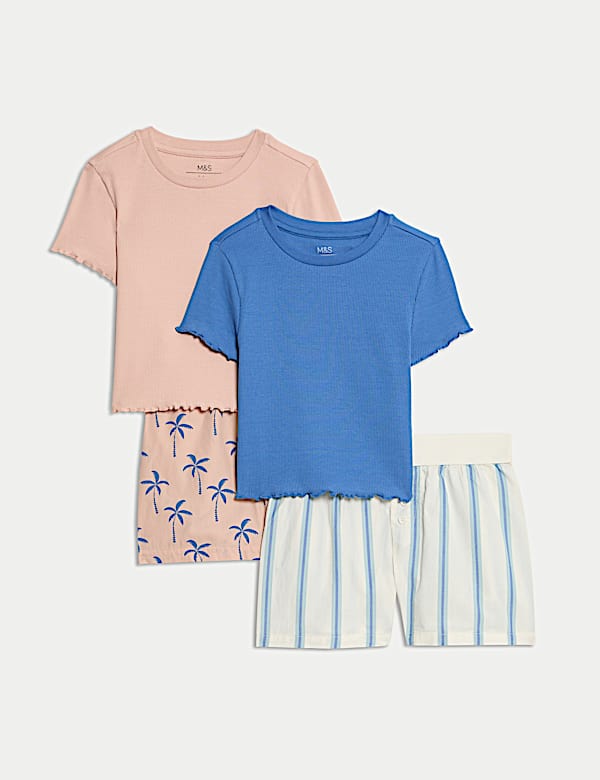 2pk Cotton Rich Striped Palm Tree Pyjama Sets (1-16 Yrs) - SE