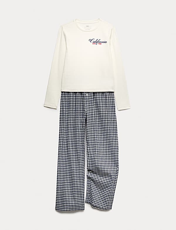 Schlafanzug mit hohem Baumwollanteil mit Gingham-Muster (6–16 J.) - AT