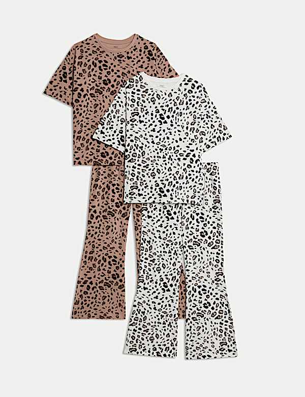 2pk Pure Cotton Leopard Print Pyjama Sets (1-16 Yrs) - HR