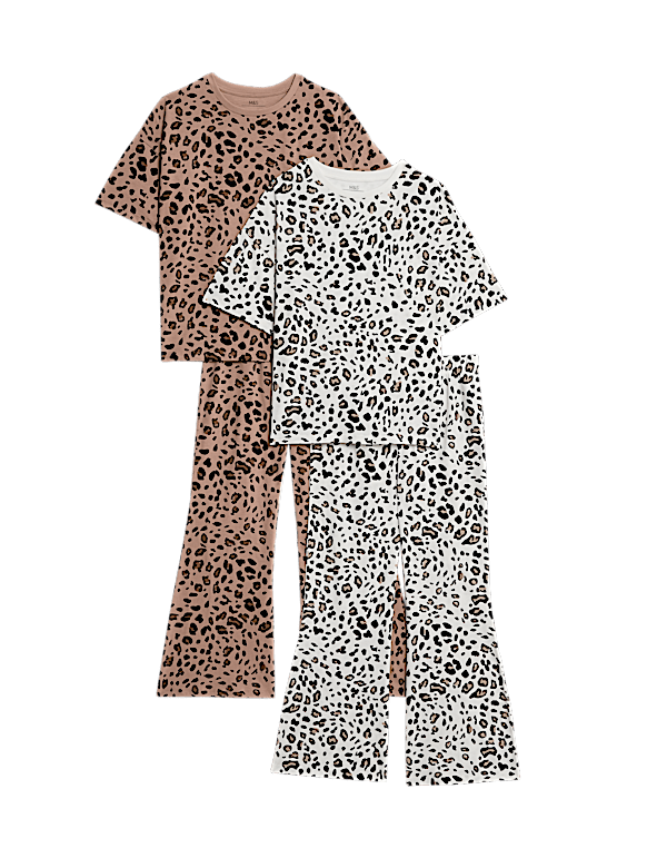 2pk Pure Cotton Leopard Print Pyjama Sets (1-16 Yrs)