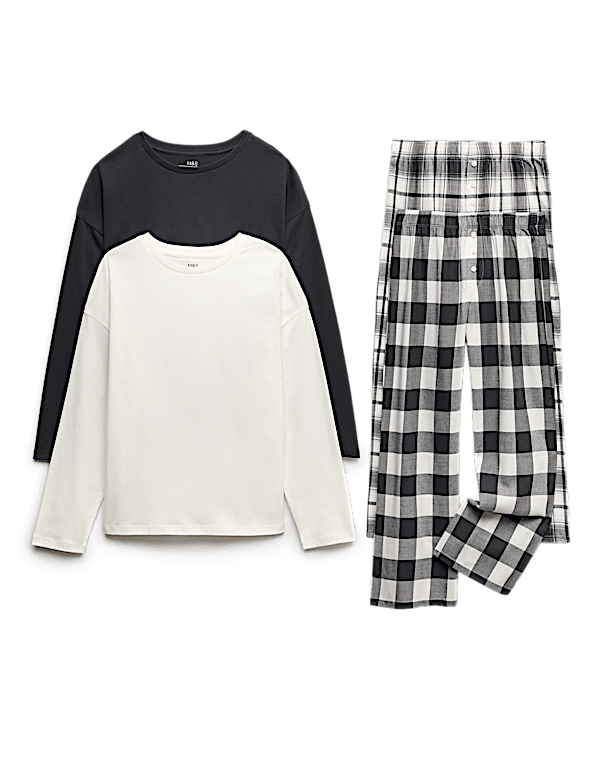 2pk Cotton Rich Checked Pyjama Sets (6-16 Yrs)