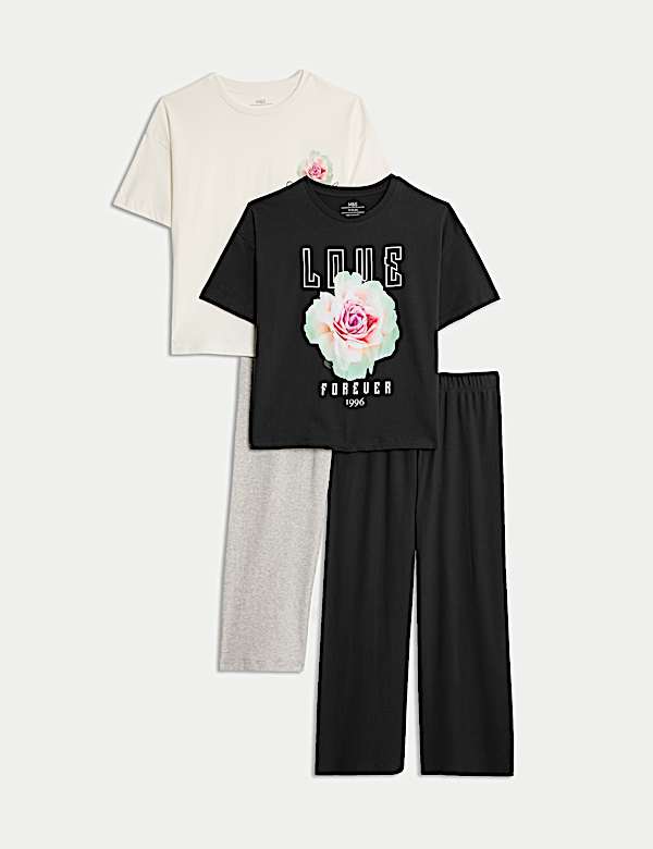 2pk Cotton Rich Flower Graphic Pyjama Sets (1-16 Yrs) - ES
