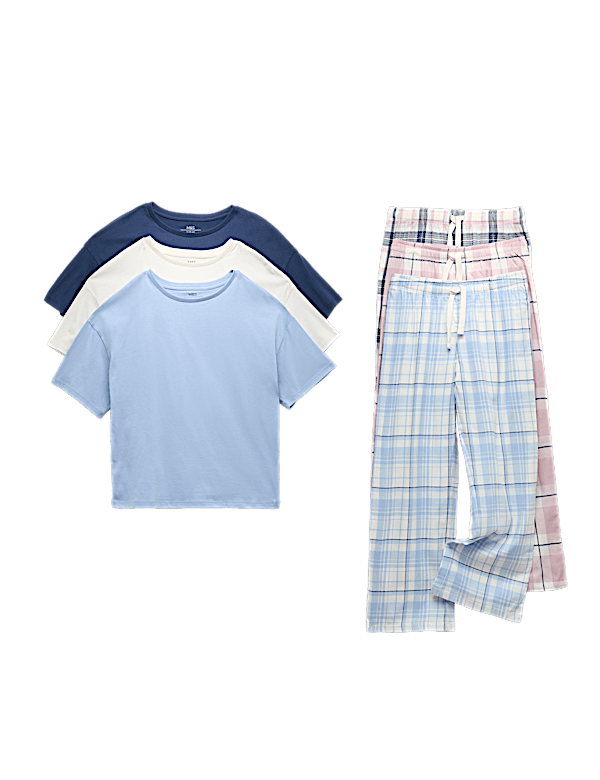 3pk Pure Cotton Checked Pyjama Sets (1-16 Yrs)