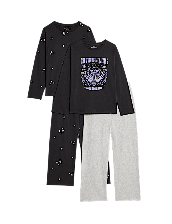2pk Pure Cotton Star Graphic Pyjama Sets (1-16Yrs)