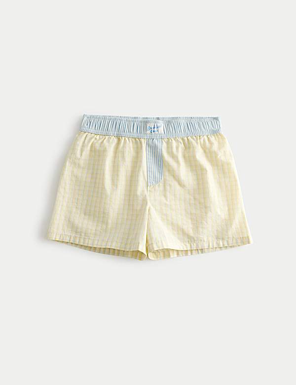 Yellow Woven Checked Pyjama Shorts (6-16 Yrs)