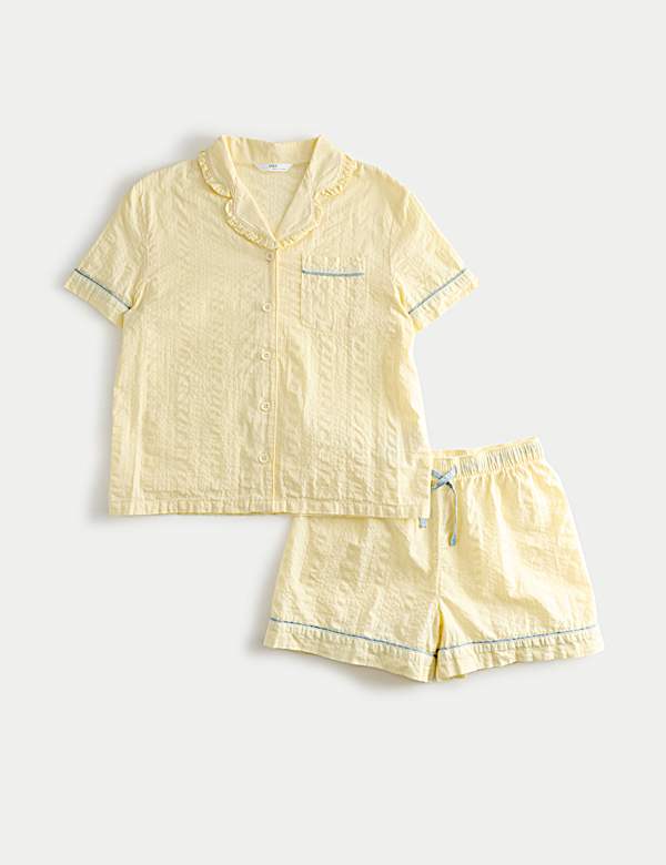 Pure Cotton Yellow Woven Short Pyjamas (6-16 Yrs)