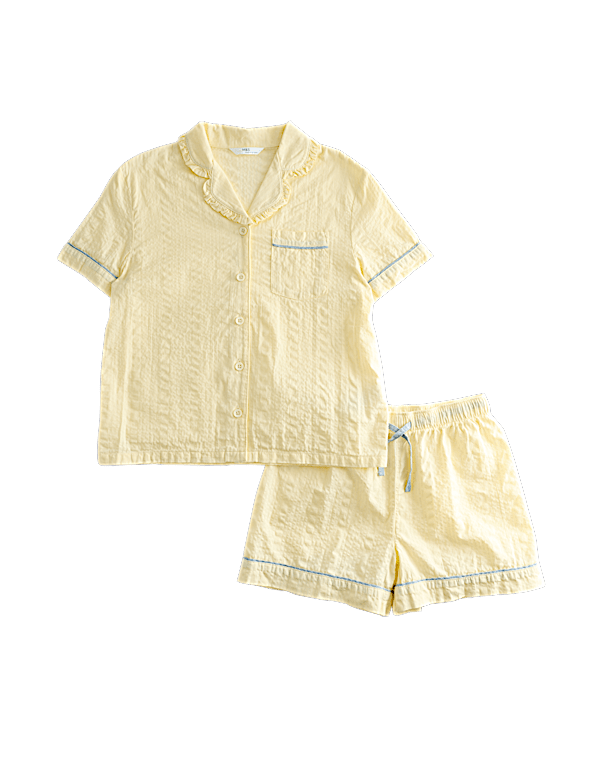 Pure Cotton Yellow Woven Short Pyjamas (6-16 Yrs)