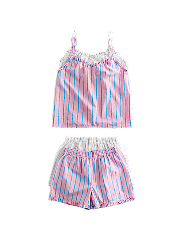 2 Pack Strappy Striped Short Pyjamas (6-16 Yrs)