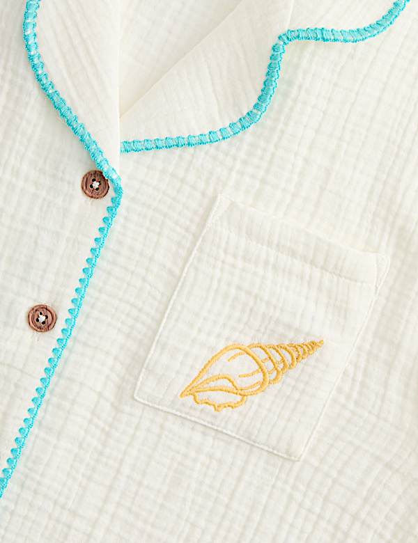 2 Piece Pure Cotton Sea Short Pyjamas (6-16 Years)