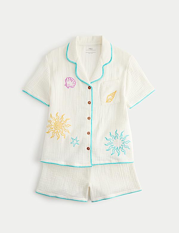 2 Piece Pure Cotton Sea Short Pyjamas (6-16 Years)