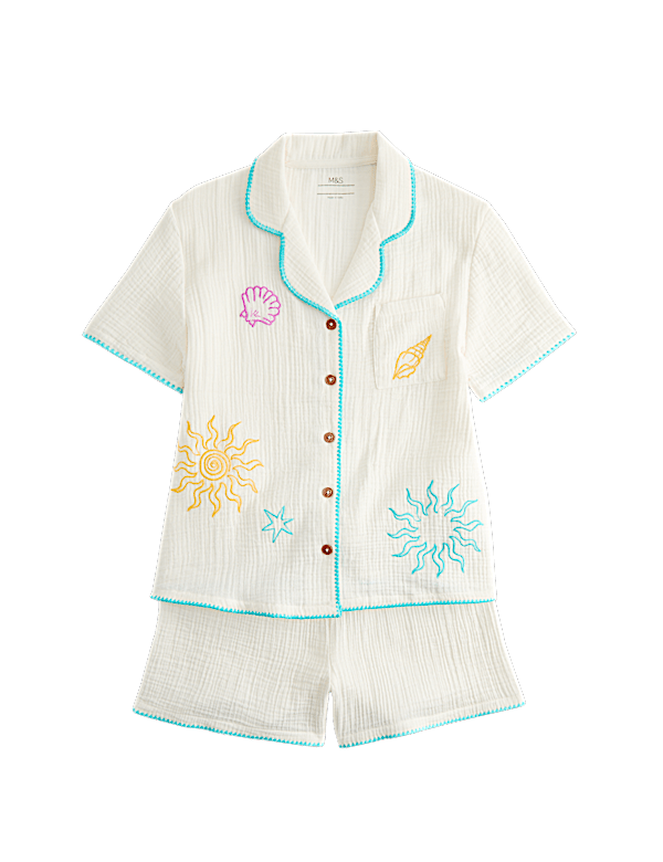 2 Piece Pure Cotton Sea Short Pyjamas (6-16 Years)