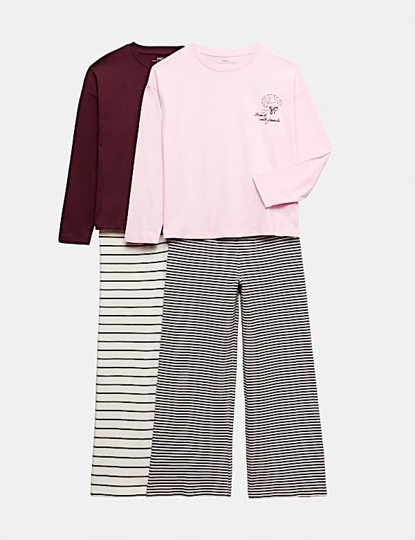 2 Pack Graphic Striped Pyjama Sets (6-16 Yrs)