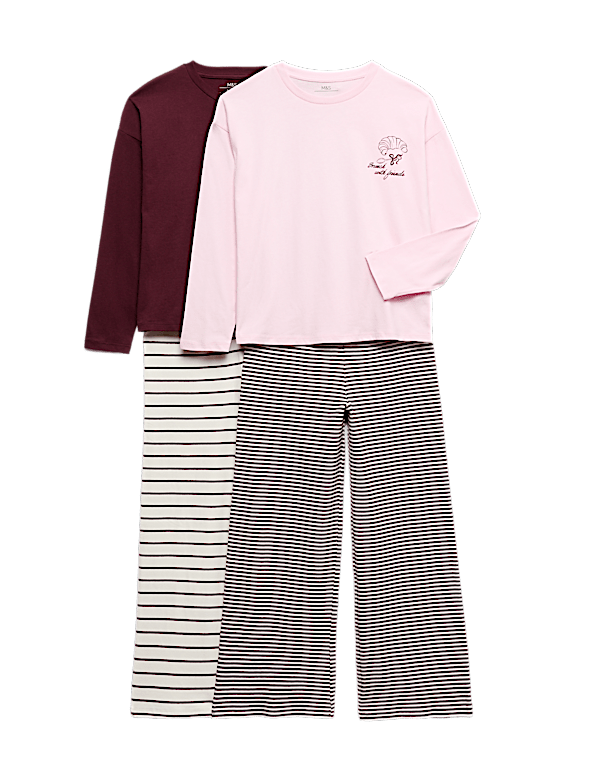 2 Pack Graphic Striped Pyjama Sets (6-16 Yrs)