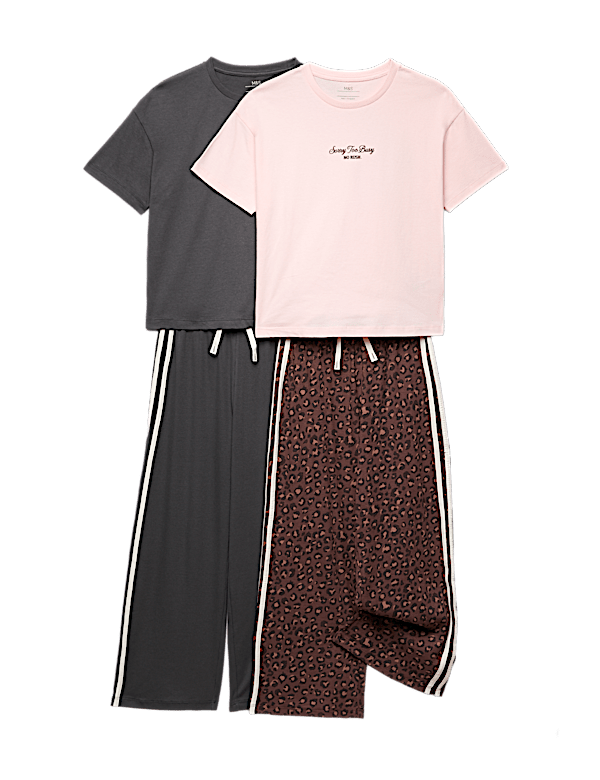 2 Pack Pure Cotton Pyjama Sets (6-16 Yrs)