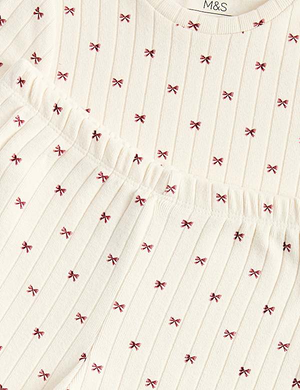 Cosy Ribbed Bow Pyjama Set (6-16 Yrs)