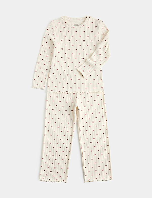 Cosy Ribbed Bow Pyjama Set (6-16 Yrs)