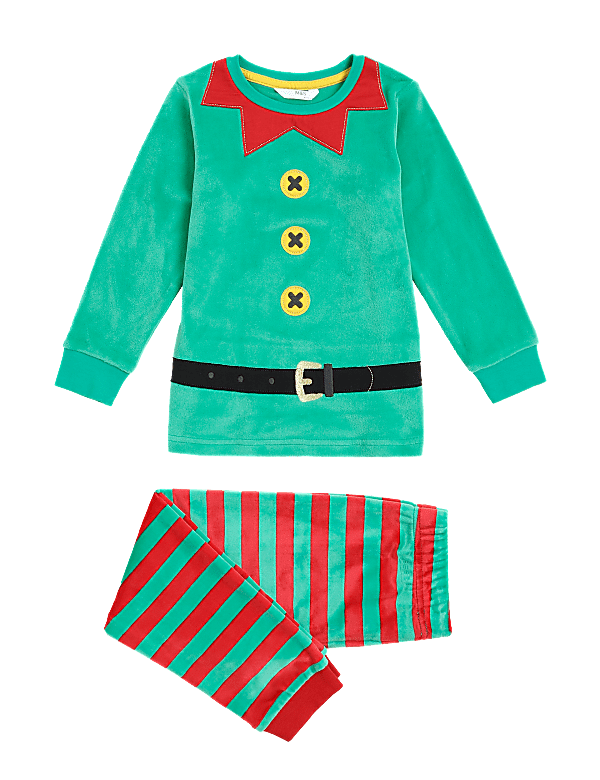 Velour Christmas Elf Pyjamas (1-7 Yrs)