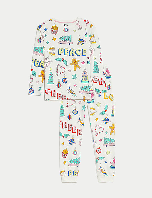 Piyama Katun Murni Motif Hiasan Natal (1-16 Thn) - ID