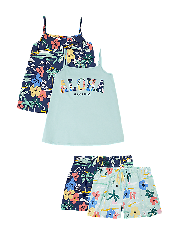 2 Pack Pure Cotton Slogan Short Pyjama Sets (6-16 Yrs)
