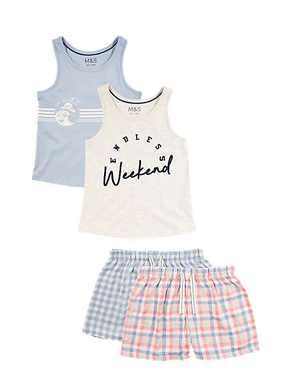 2pk Slogan Short Pyjama Sets (6-16 Yrs)