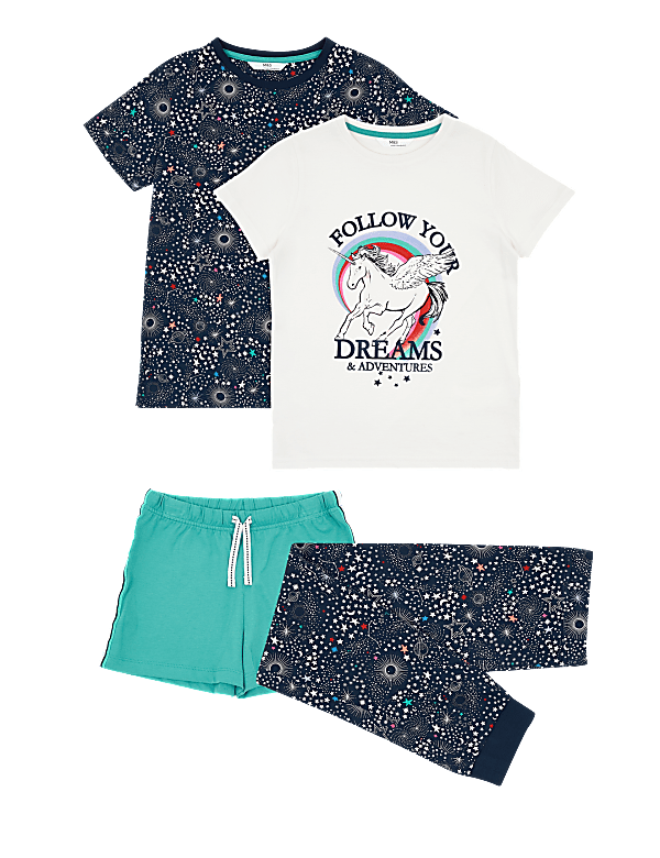 2 Pack Cotton Unicorn & Stars Pyjama Sets (6-16 Yrs)