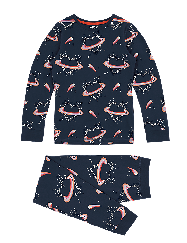Cotton Heart Print Pyjama Set (7-16 Yrs)