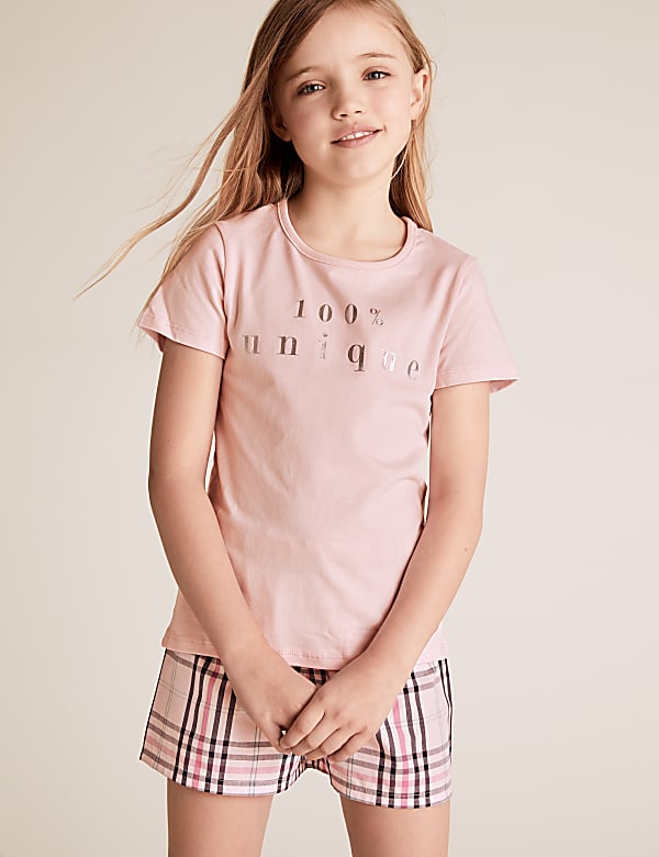 2pk Pure Cotton Slogan Pyjama Sets (6-16 Yrs)