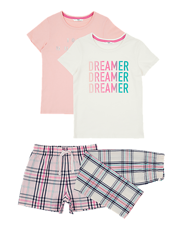 2pk Pure Cotton Slogan Pyjama Sets (6-16 Yrs)