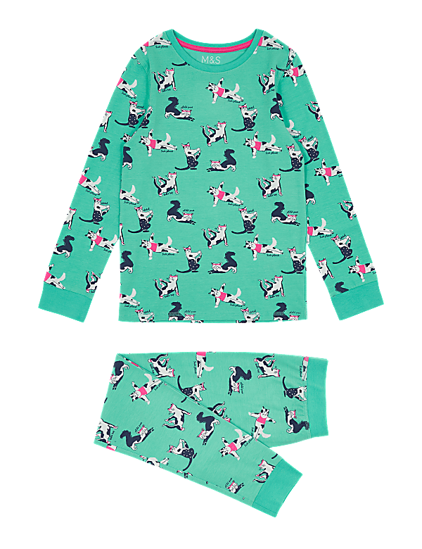 Cotton Cat Print Pyjamas (7-16 Yrs)