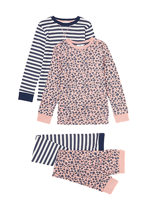 2pk Pure Cotton Floral Pyjama Sets (6-16 Yrs)