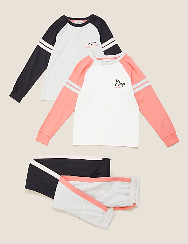 2pk Cotton Sleep Slogan Pyjama Sets (6-16 Yrs)