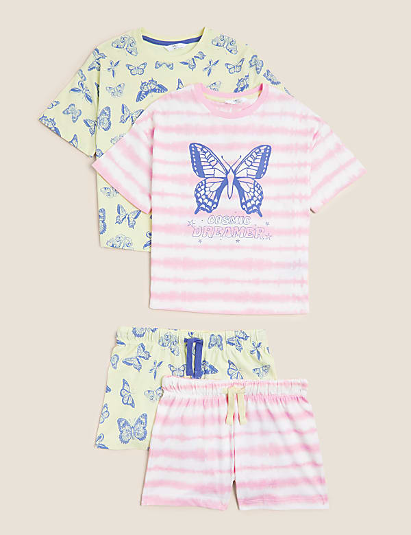 Buy 2pk Pure Cotton Butterfly Short Pyjama Sets 6 16 Yrs at Marks Spencer