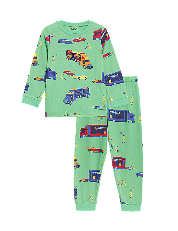 Pure Cotton Transport Print Pyjamas (1-8 Yrs)