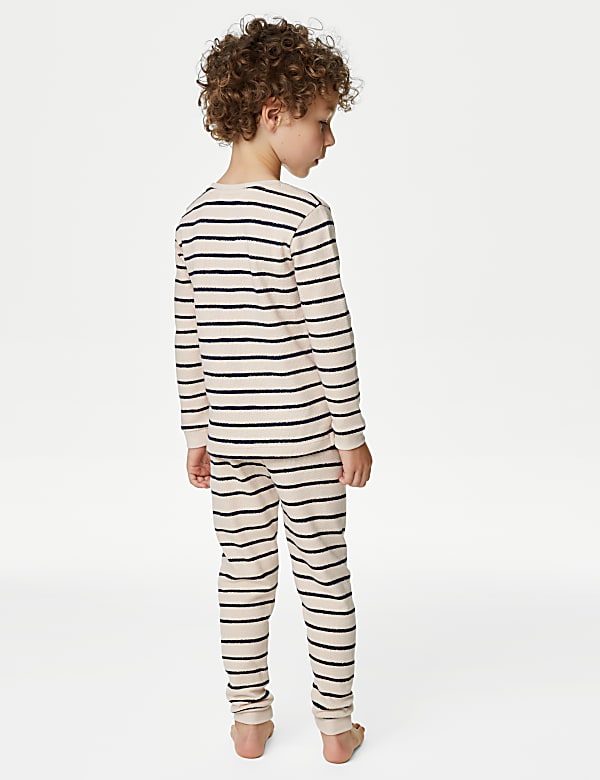 Pure Cotton Striped Waffle Pyjamas (1-8 Yrs)