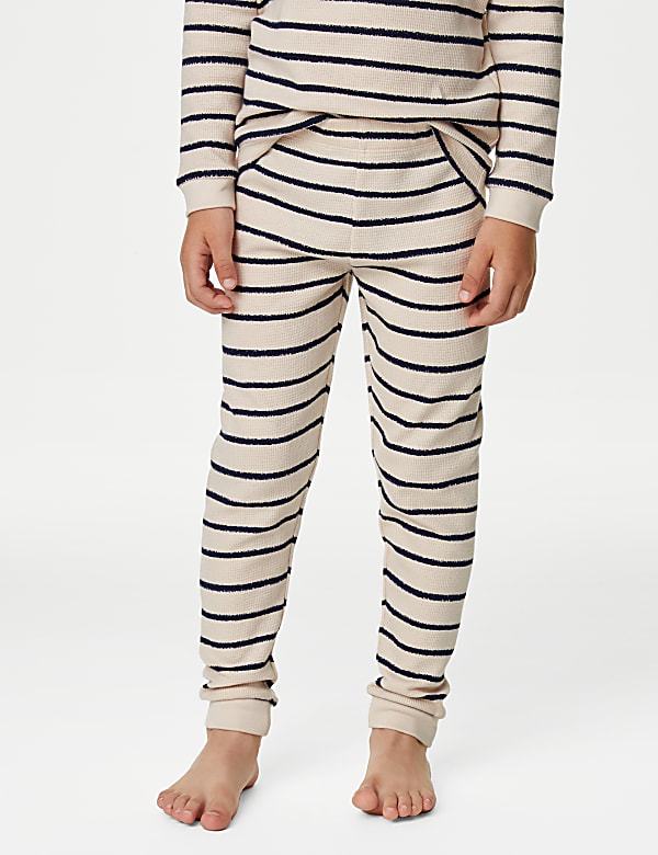Pure Cotton Striped Waffle Pyjamas (1-8 Yrs)